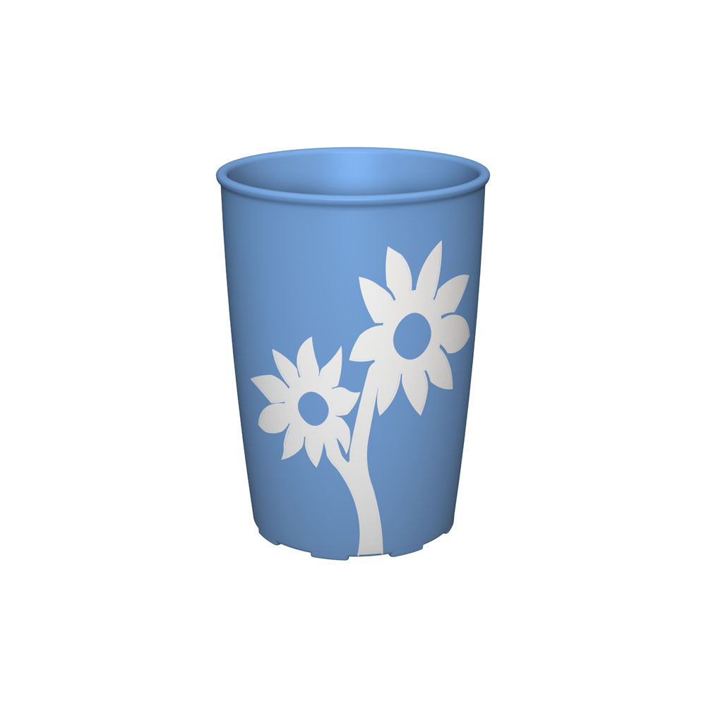 Bloemenbeker antislip Ornamin - PP - 250 ml - opaak blauw/wit -- M- 820-14