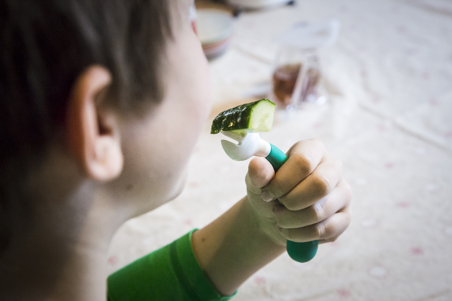 Couverts adaptés pour enfants Henro-Grip Spork: fourchette droite bleu/blanc