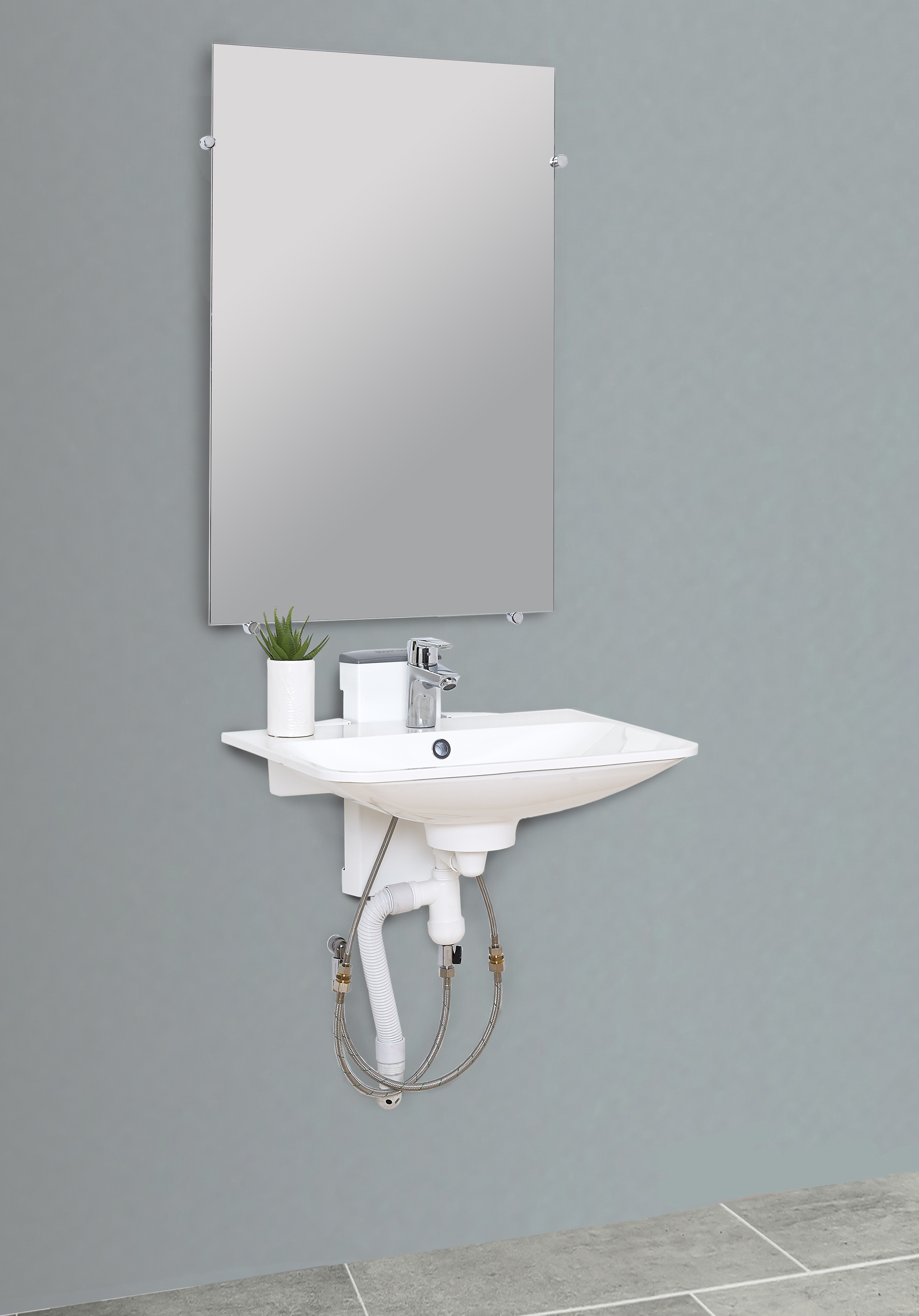 Lavabo Ropox Adaptline  Standard 60 x 50 cm, H/L unit 20 cm, incl. mengkraan + flexibels -- 40-42010